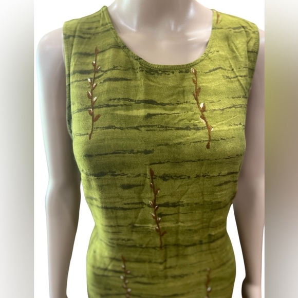 True vintage Casual Corner Annex 90’s Green tulip Sleeveless boho Maxi Dress-10 - Picture 5 of 9